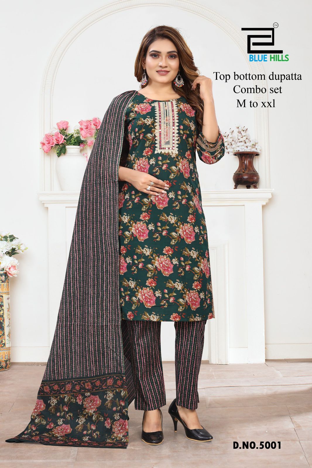 5001-5007 Blue Hills Cotton Readymade Pant Style Suits