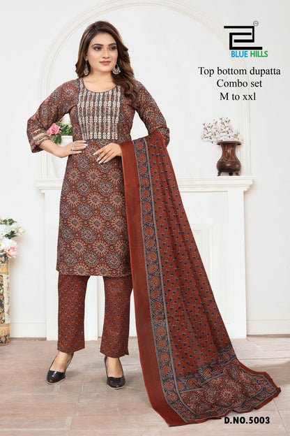 5001-5007 Blue Hills Cotton Readymade Pant Style Suits