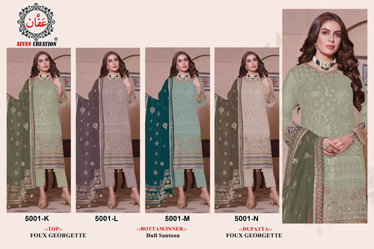 5001-Klmn Affan Creation Fox Georgette Pakistani Salwar Suits