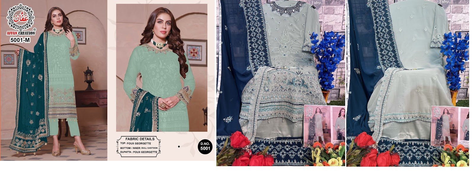 5001-Klmn Affan Creation Fox Georgette Pakistani Salwar Suits