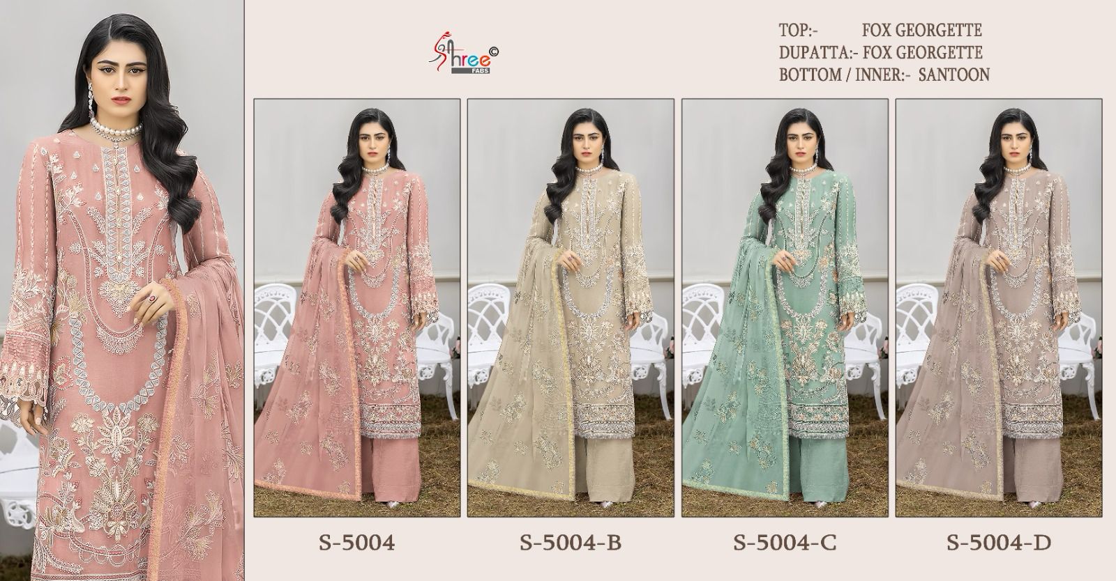 5004 Shree Fabs Fox Georgette Pakistani Salwar Suits