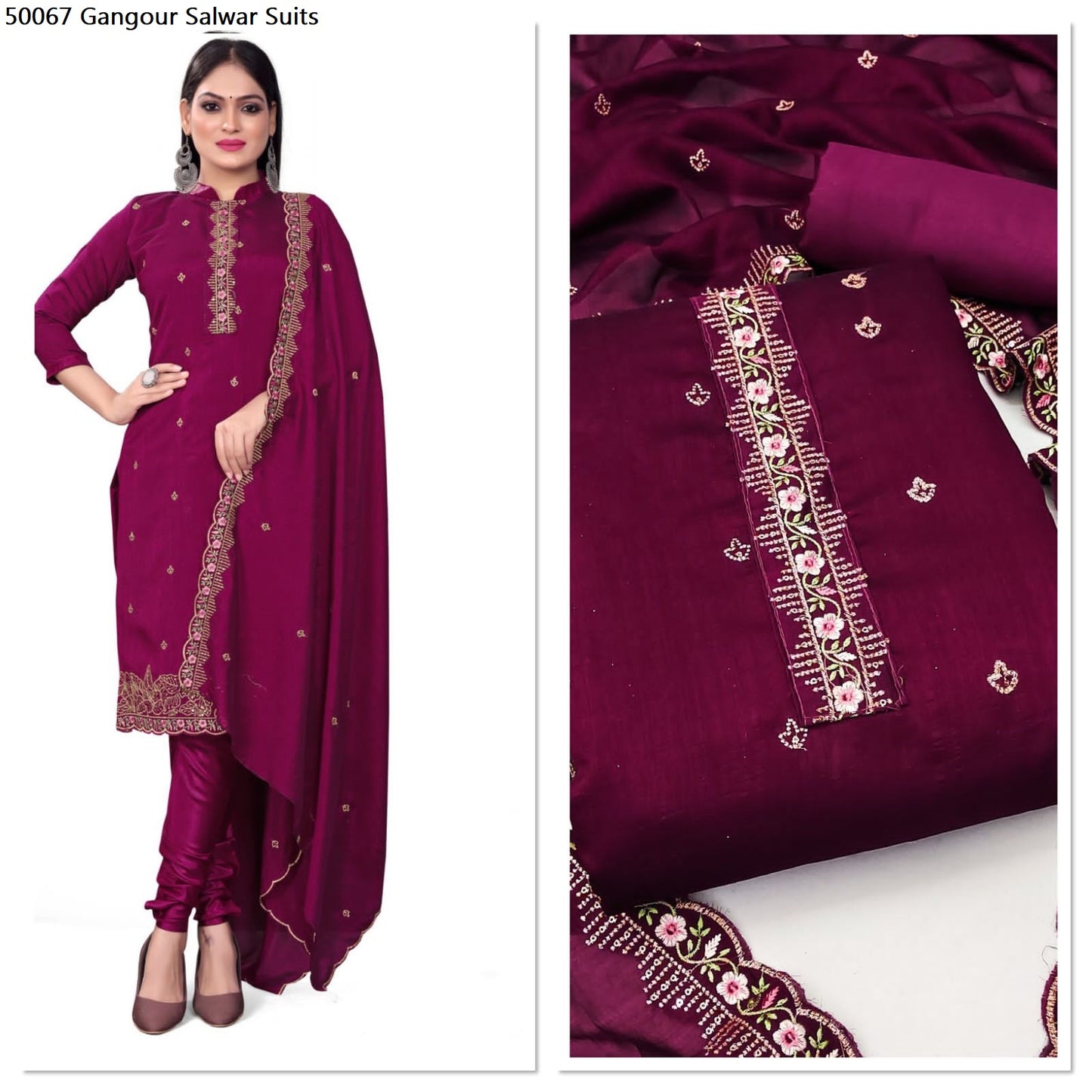 50067 Gangour Vichitra Silk Salwar Suits