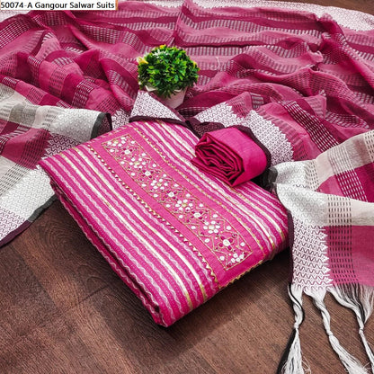 50074-A Gangour Cotton Jacquard Salwar Suits
