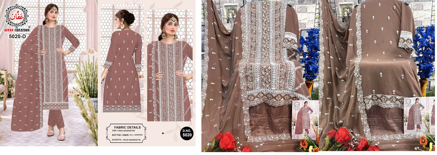 5020 Affan Creation Fox Georgette Pakistani Salwar Suits
