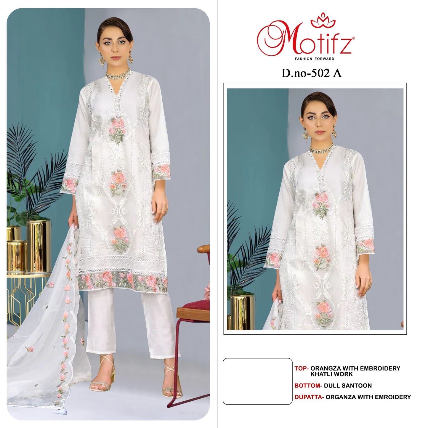 502 Motifz Organza Pakistani Salwar Suits