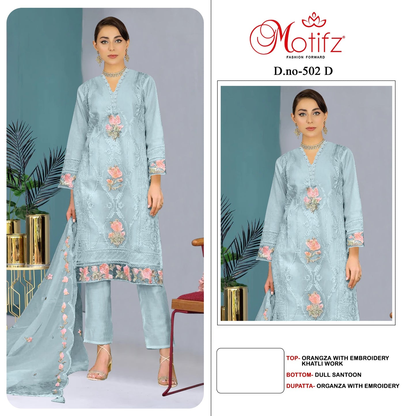 502 Motifz Organza Pakistani Salwar Suits
