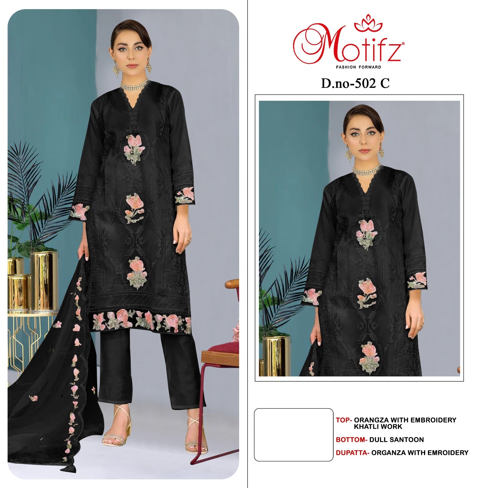 502 Motifz Organza Pakistani Salwar Suits