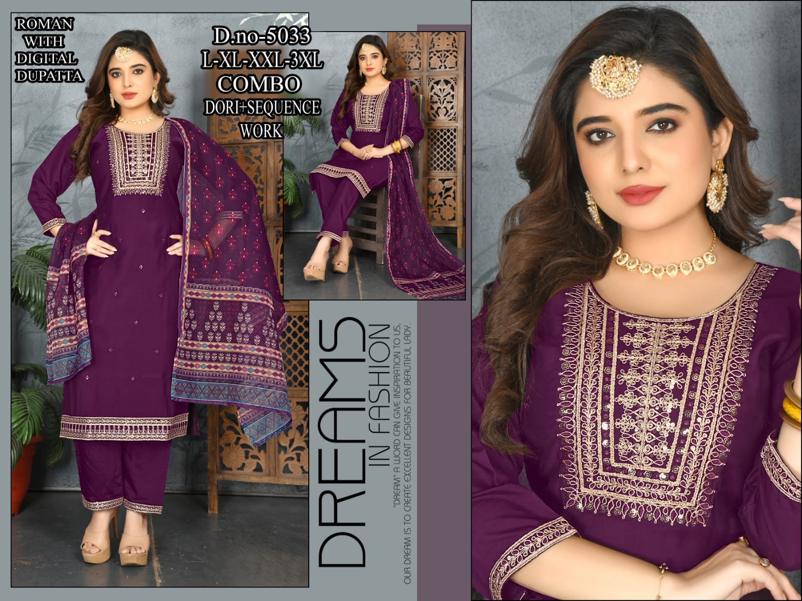 5033 Pravesh Roman Readymade Pant Style Suits