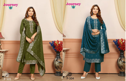 P 504 N 505 Journey Design Muslin Readymade Pant Style Suits