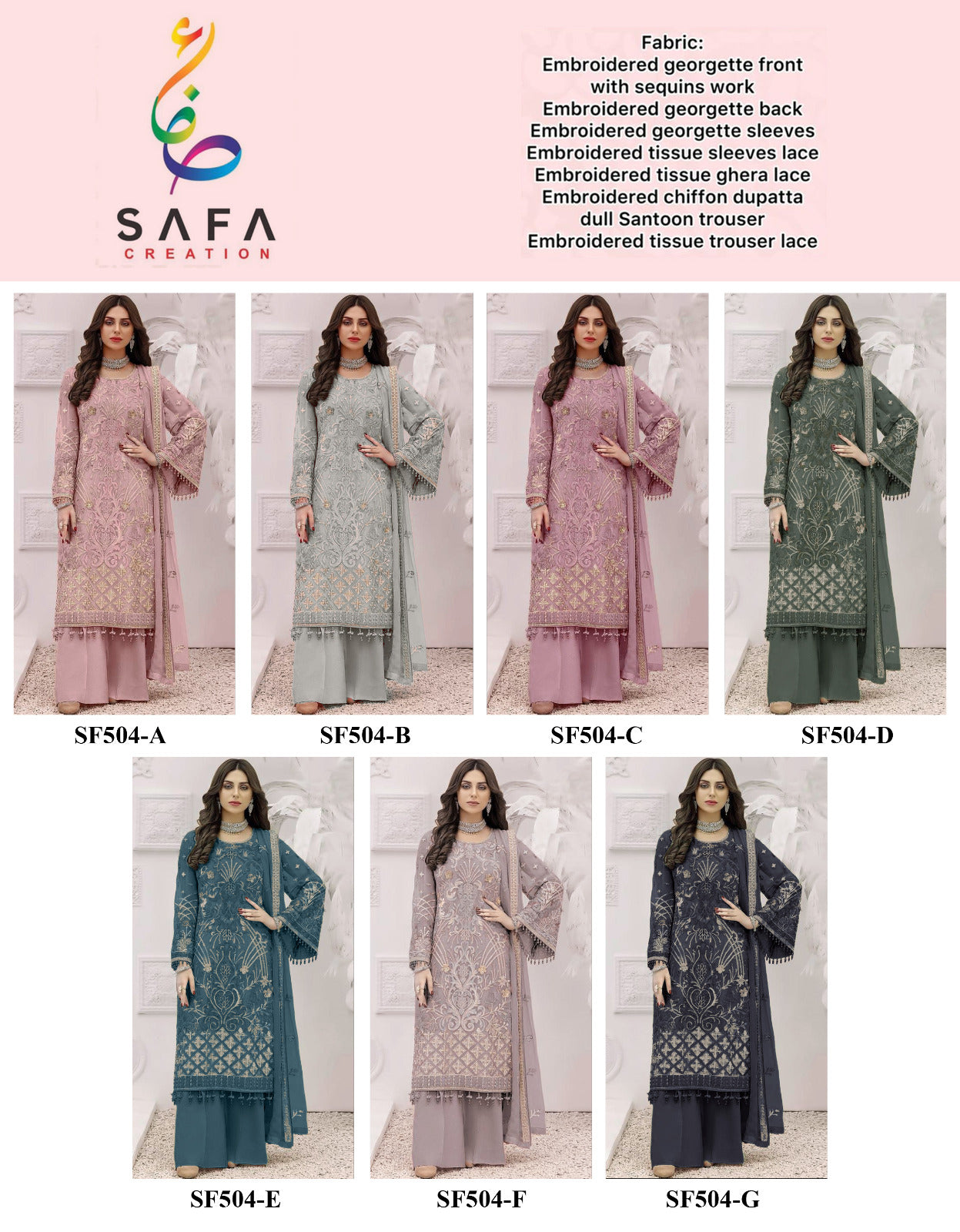 504 Safa Creation Georgette Pakistani Salwar Suits