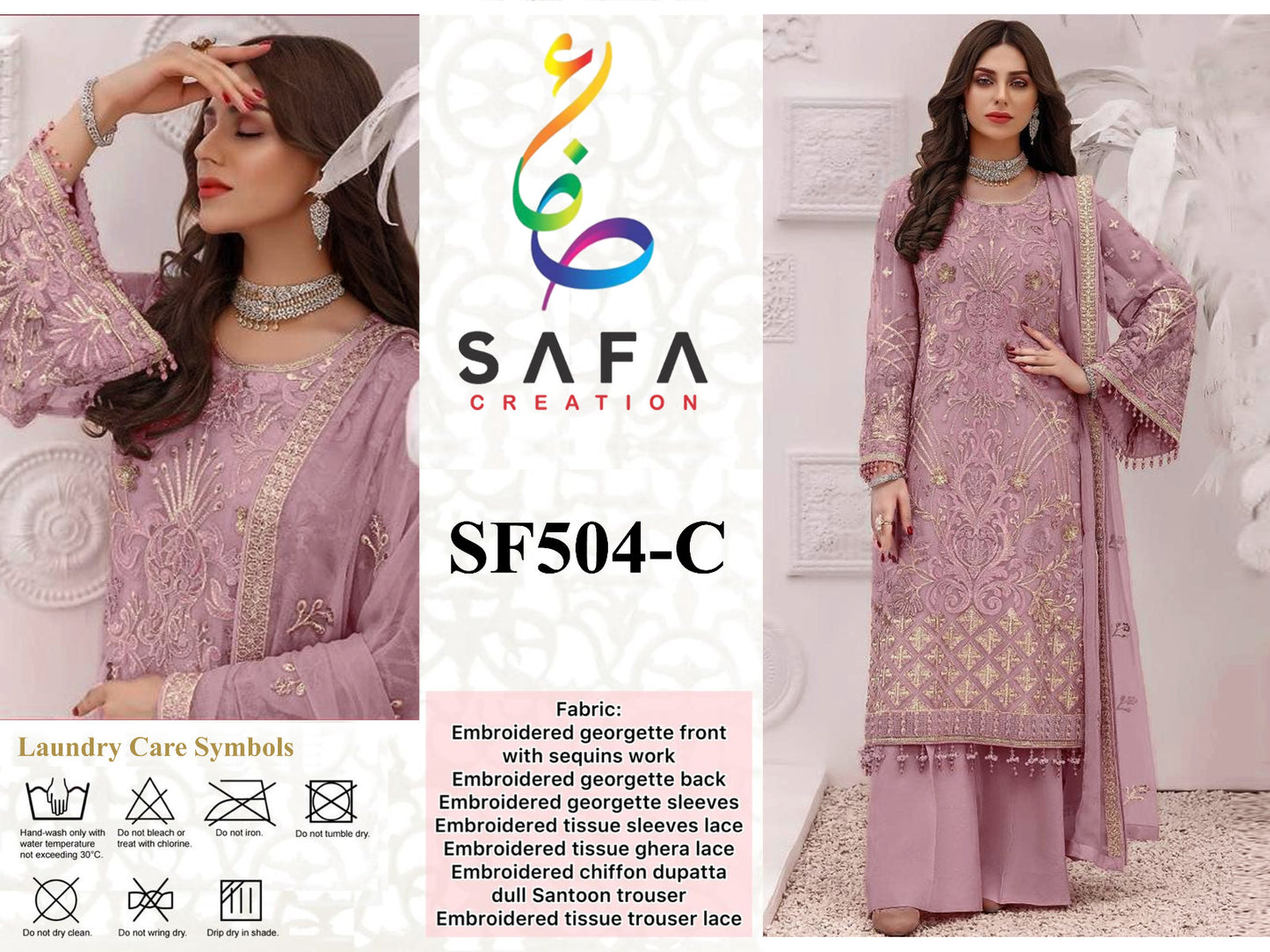 504 Safa Creation Georgette Pakistani Salwar Suits