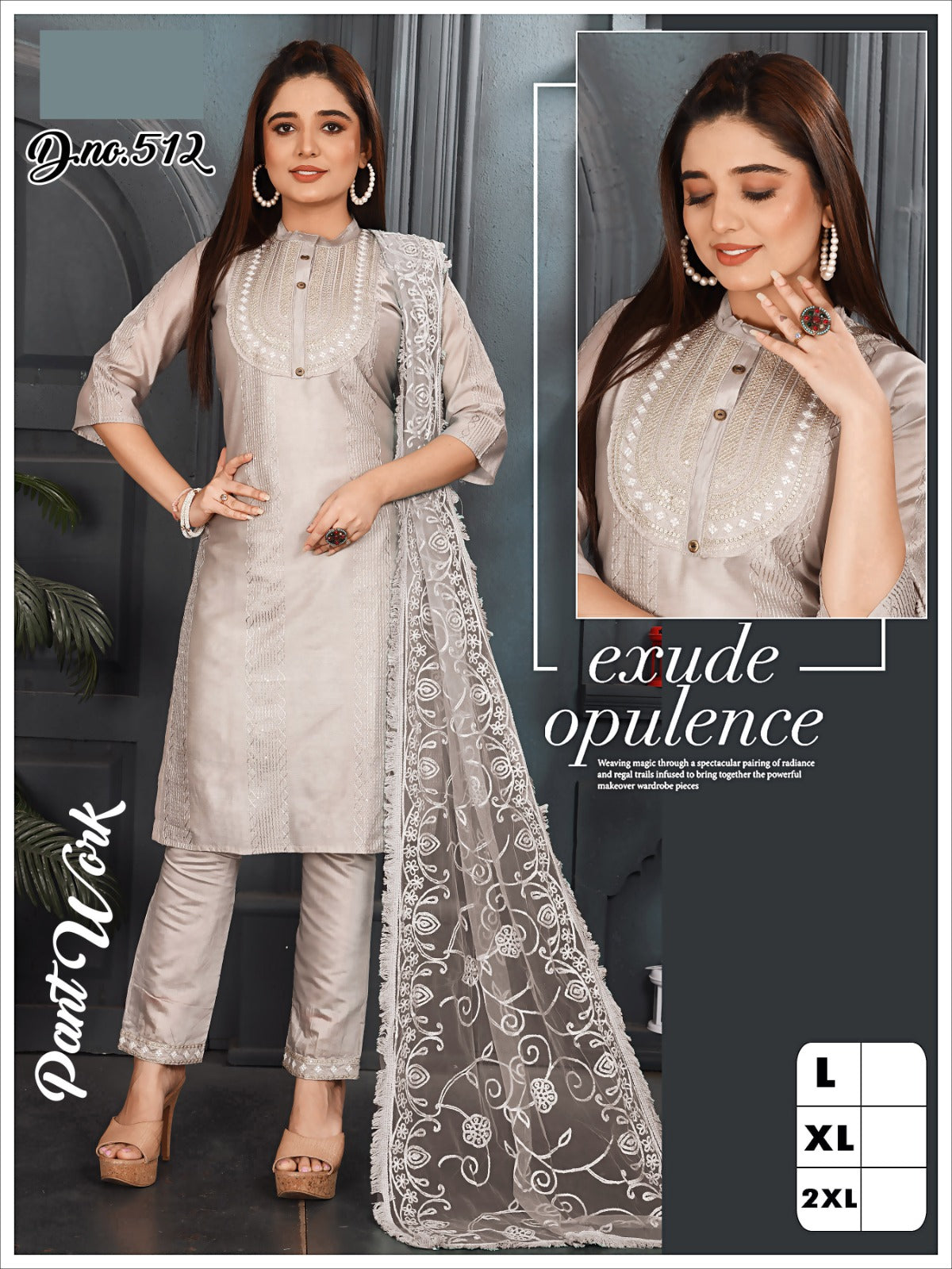512-524-529 Kh Chanderi Readymade Pant Style Suits