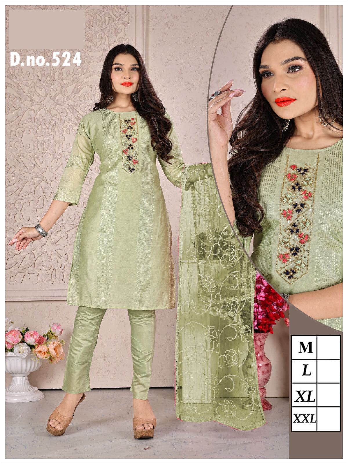 512-524-529 Kh Chanderi Readymade Pant Style Suits