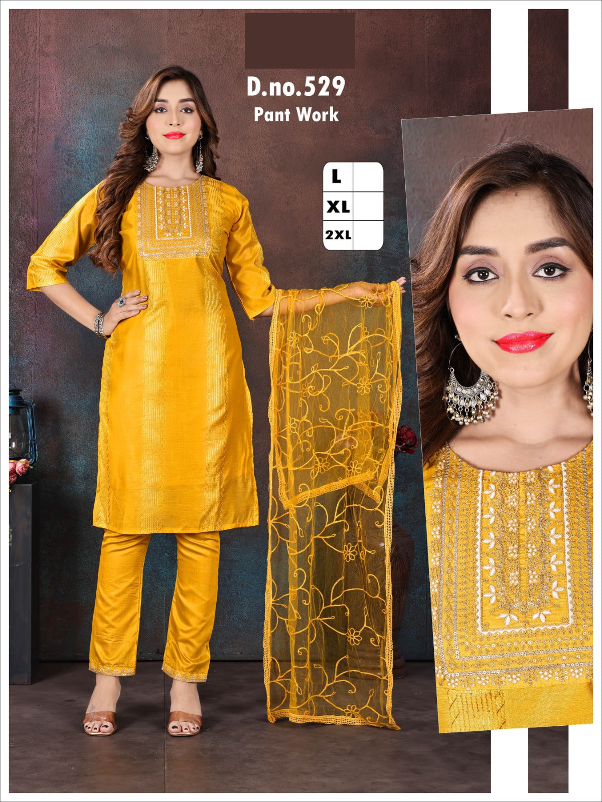 512-524-529 Kh Chanderi Readymade Pant Style Suits