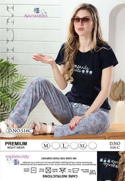 516 Kavyansika Hosiery Cotton Pyjama Night Suits