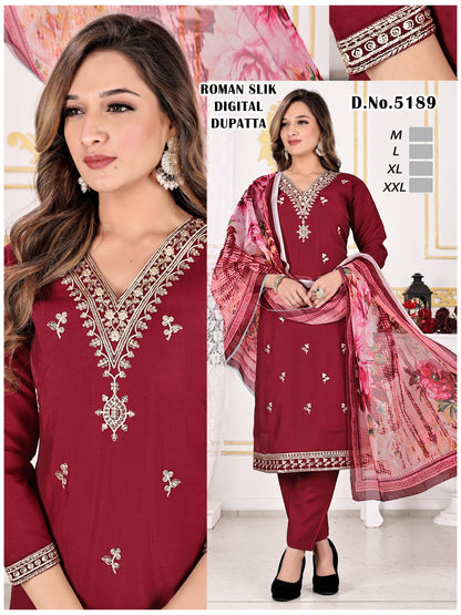 5189-5192 Kh Roman Silk Readymade Pant Style Suits