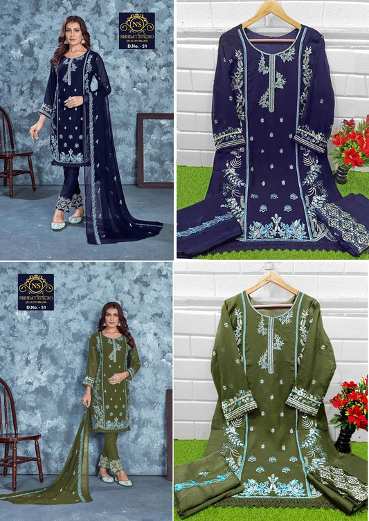 51 Nishbat Studio Georgette Pakistani Readymade Suits