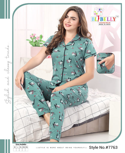 521 Belly Hosiery Sinker Collar Night Suits