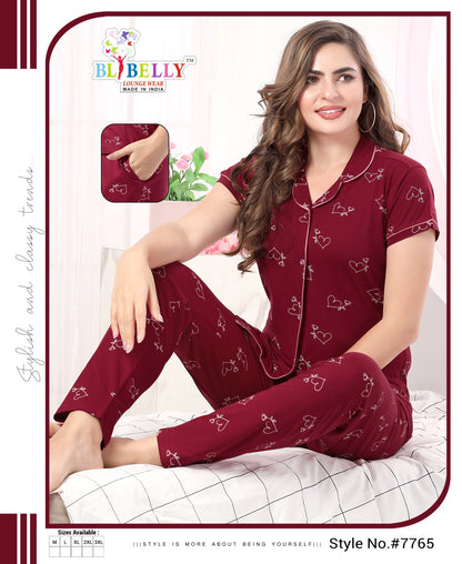 521 Belly Hosiery Sinker Collar Night Suits
