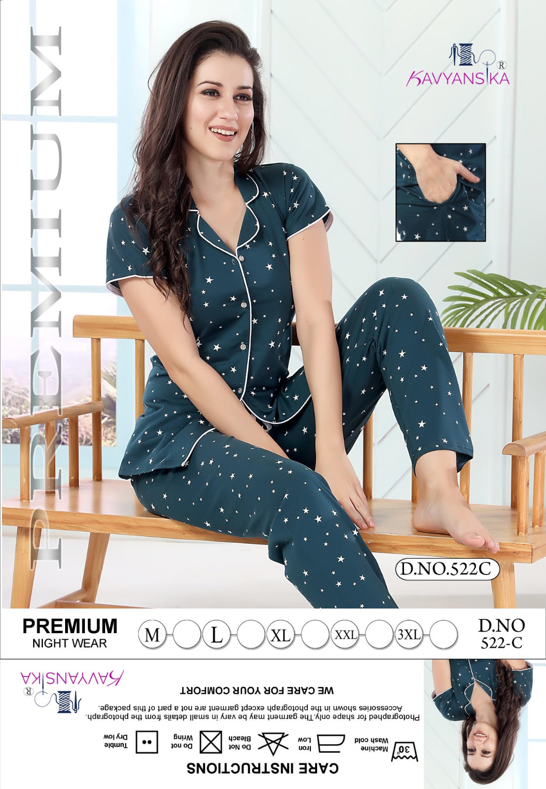 522 Kavyansika Cotton Collar Night Suits