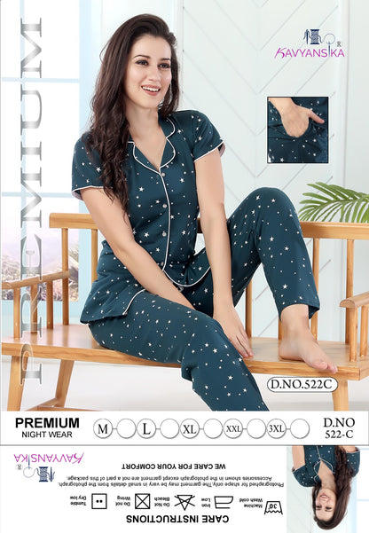 522 Kavyansika Cotton Collar Night Suits