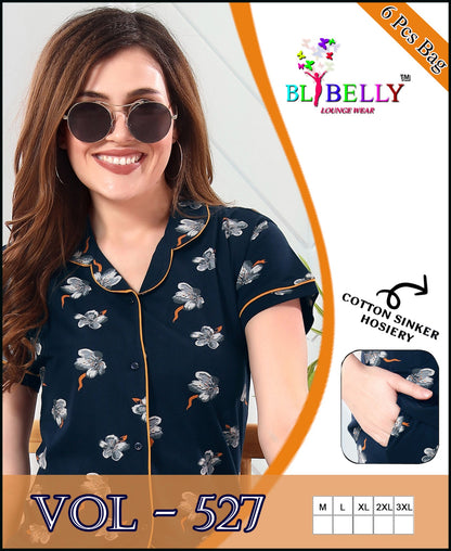 527 Belly Hosiery Cotton Collar Night Suits