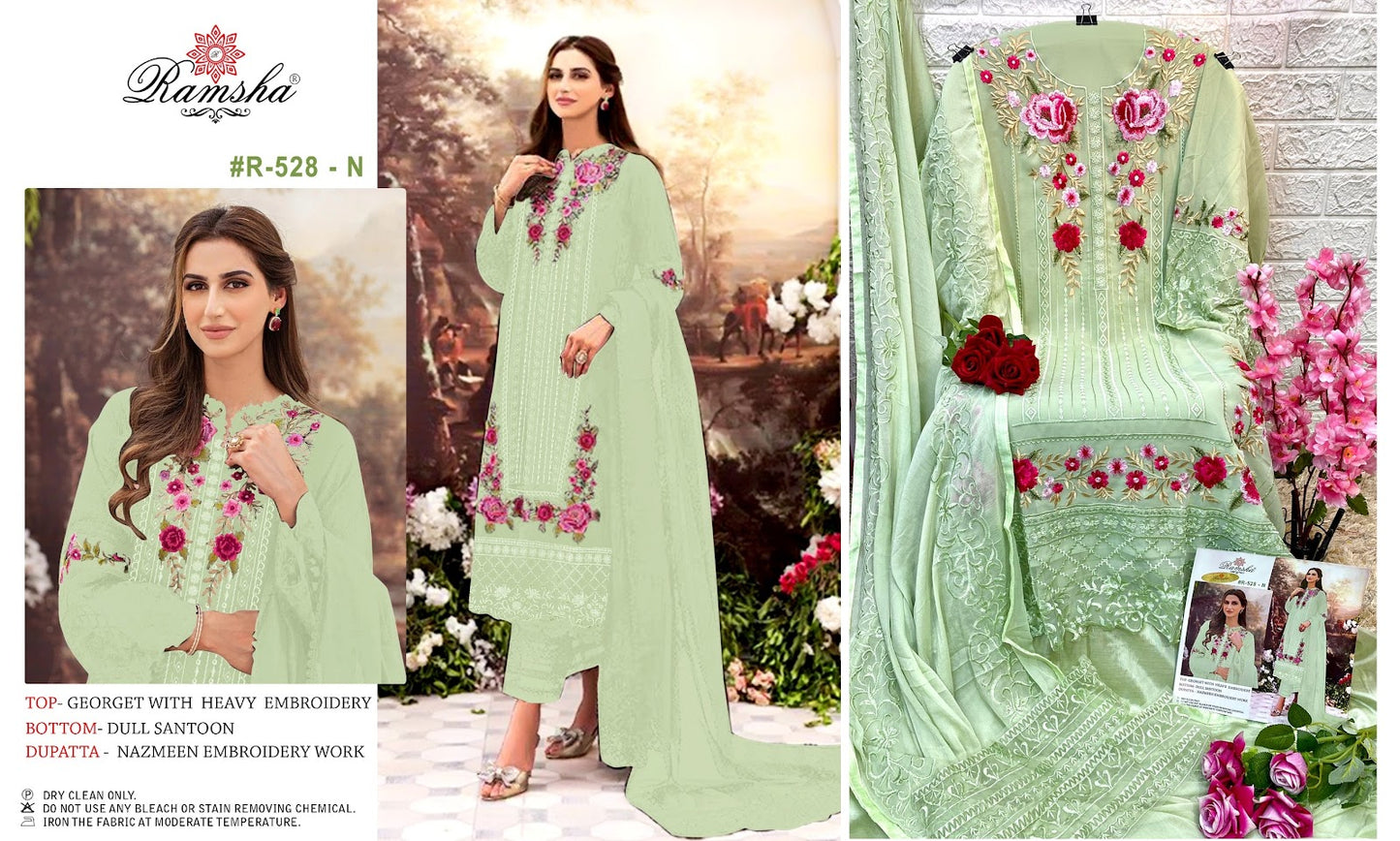 528-Dusty Ramsha Georgette Pakistani Salwar Suits
