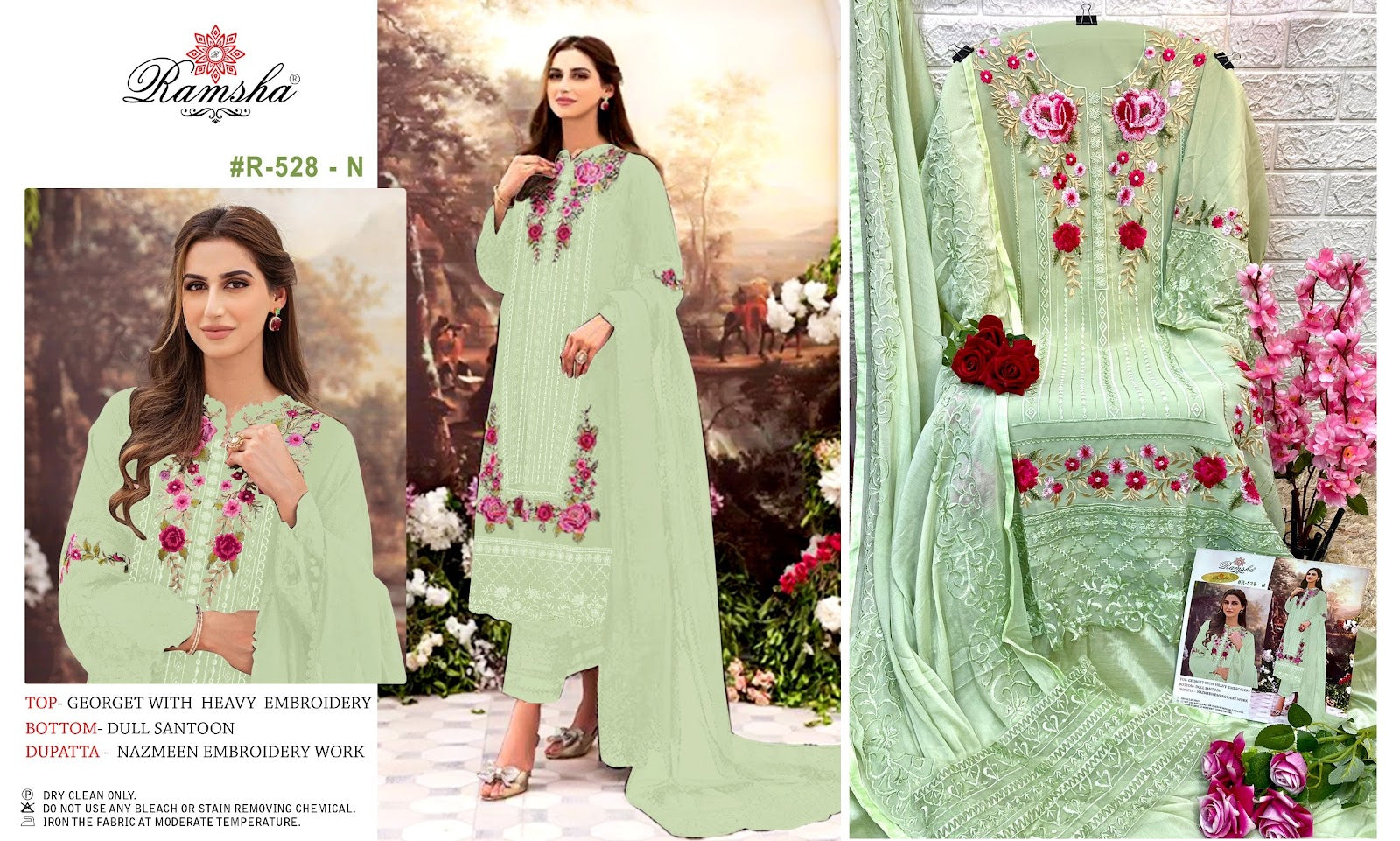 528-Dusty Ramsha Georgette Pakistani Salwar Suits
