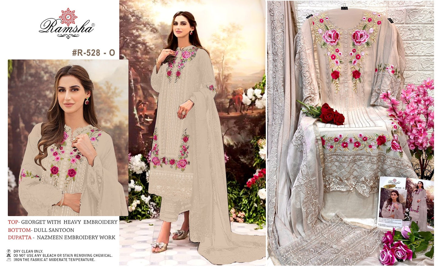 528-Dusty Ramsha Georgette Pakistani Salwar Suits