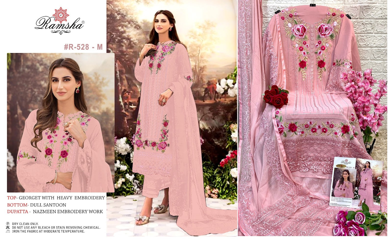 528-Dusty Ramsha Georgette Pakistani Salwar Suits