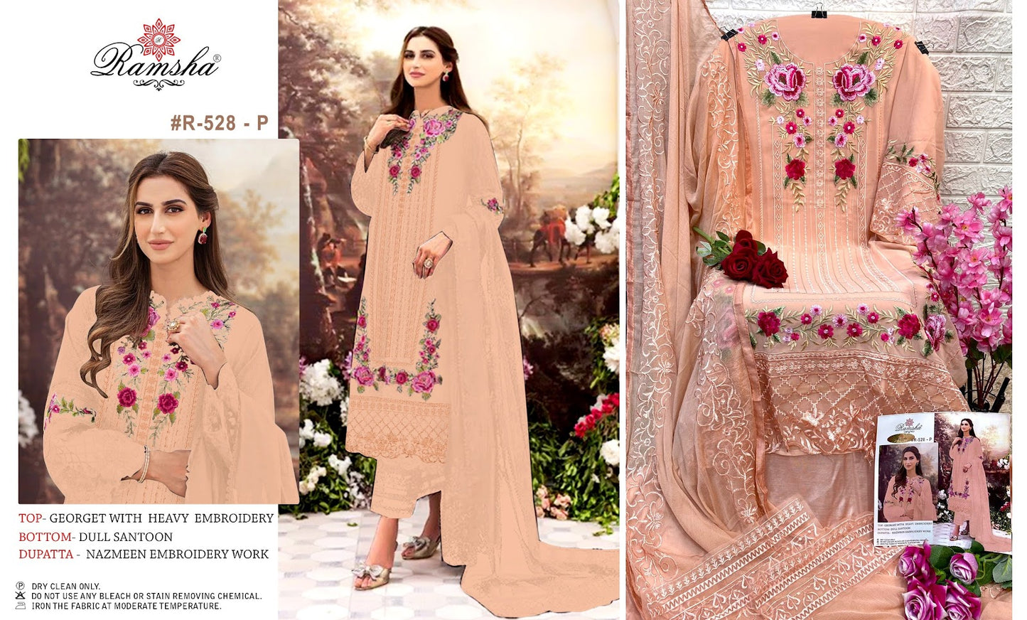 528-Dusty Ramsha Georgette Pakistani Salwar Suits