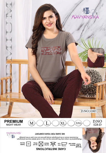 528 Kavyansika Hosiery Cotton Pyjama Night Suits