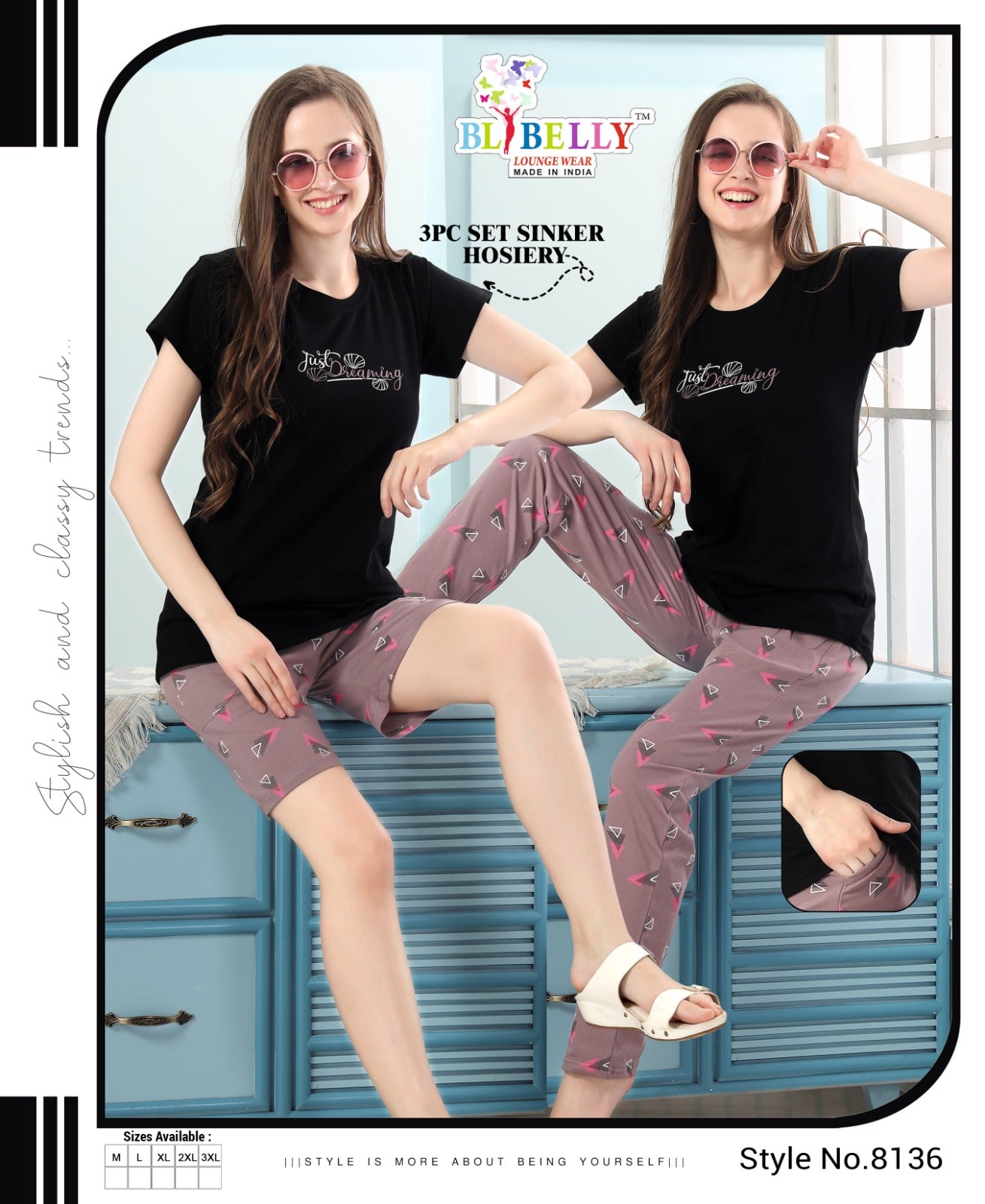 538 Belly Hosiery Sinker Shorts Pyjama Night Suits