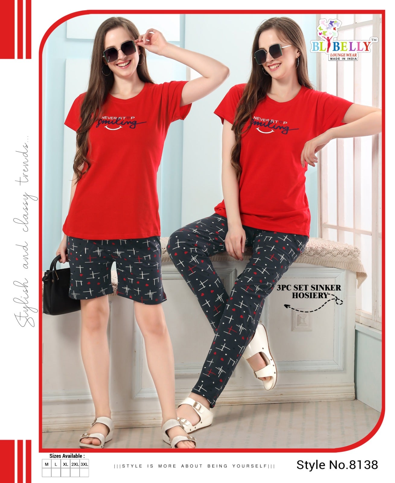 538 Belly Hosiery Sinker Shorts Pyjama Night Suits