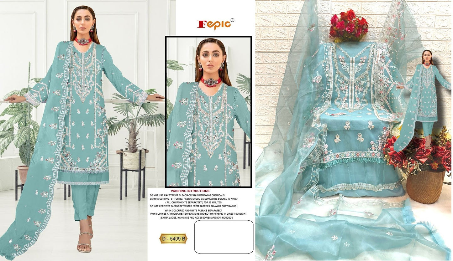 5409 Fepic Organza Pakistani Salwar Suits