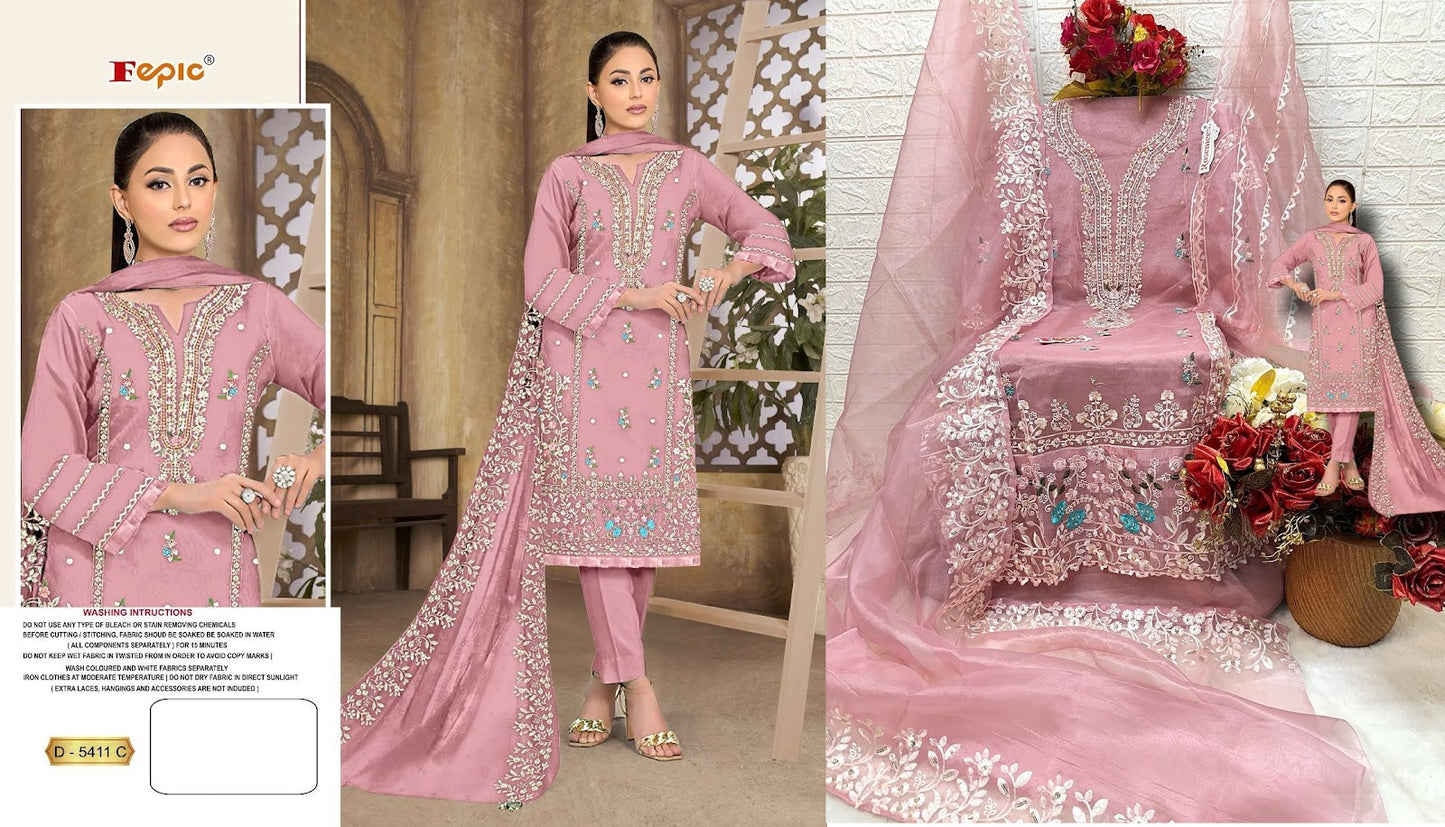5411 Fepic Organza Pakistani Salwar Suits
