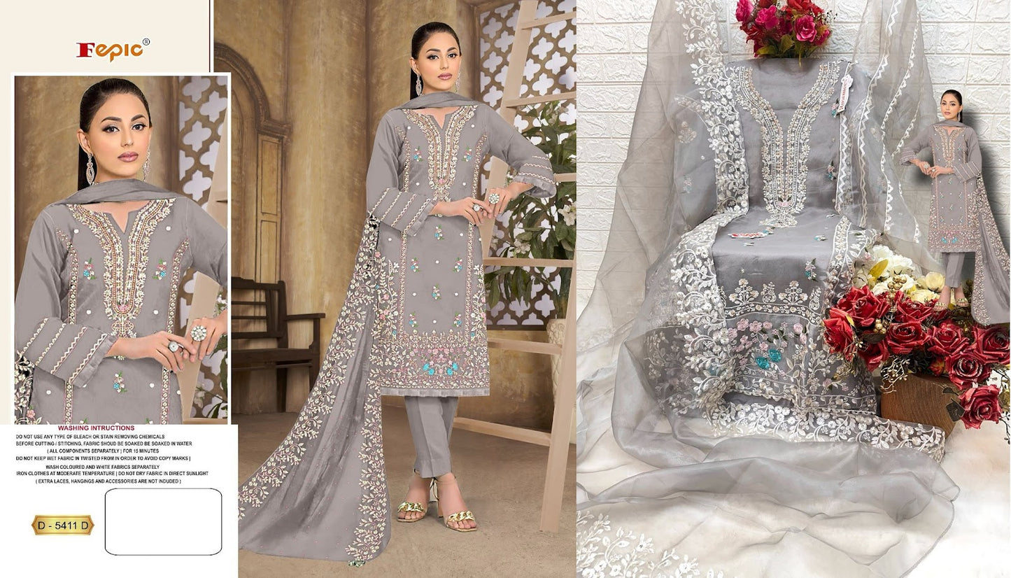 5411 Fepic Organza Pakistani Salwar Suits