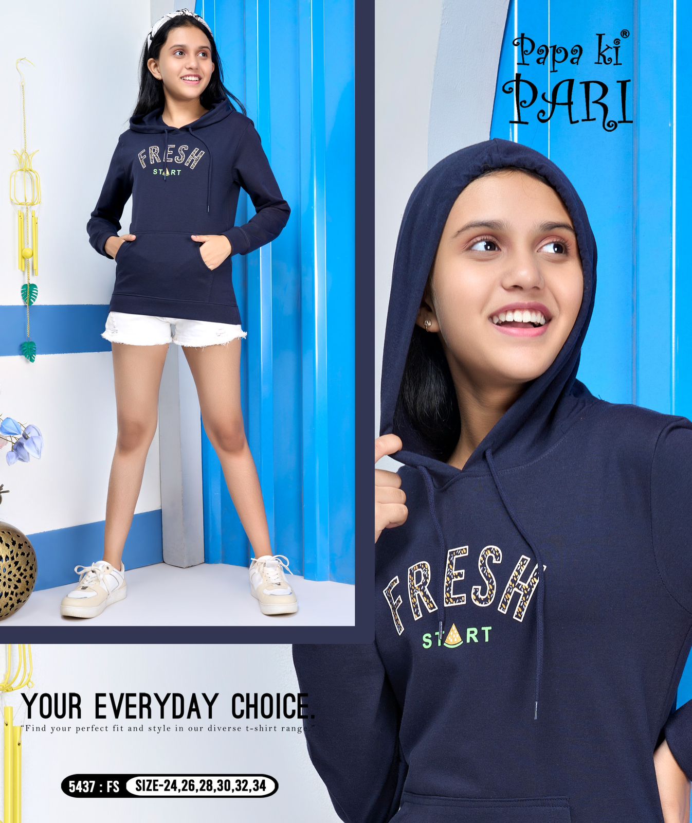 5437 Papa Ki Pari Looper Girls Tshirt