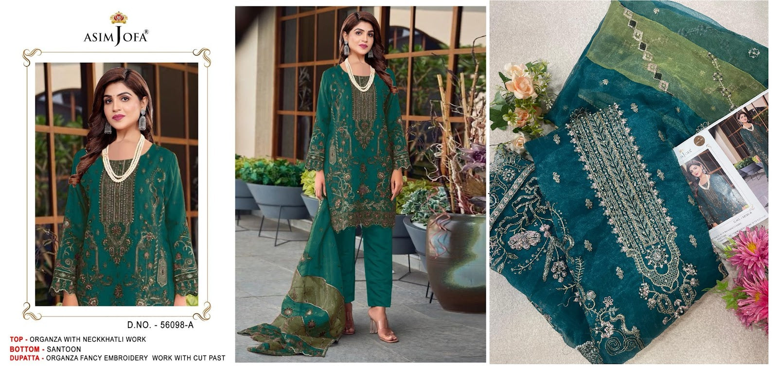 56098-Ab Asim Jofa Organza Pakistani Salwar Suits