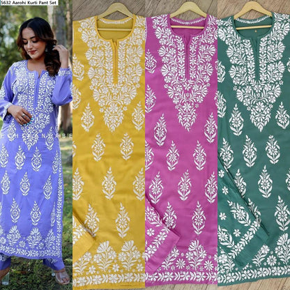 5632 Aarohi Rayon Kurti Pant Set
