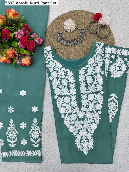 5632 Aarohi Rayon Kurti Pant Set