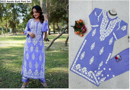 5632 Aarohi Rayon Kurti Pant Set