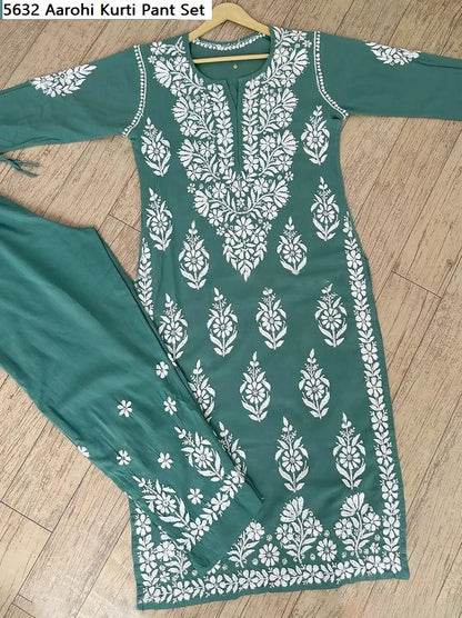 5632 Aarohi Rayon Kurti Pant Set