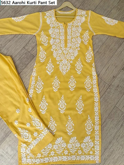 5632 Aarohi Rayon Kurti Pant Set