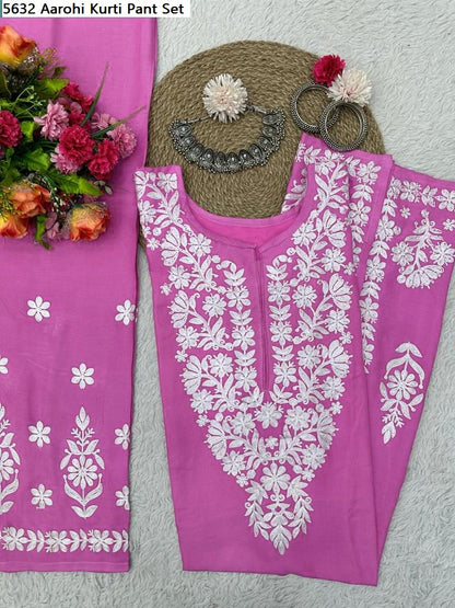 5632 Aarohi Rayon Kurti Pant Set