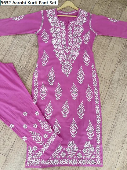 5632 Aarohi Rayon Kurti Pant Set