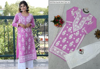 5641 Aarohi Reyon Kurti Pant Set