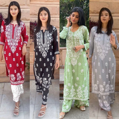 5650 Aarohi Rayon Kurti Pant Set