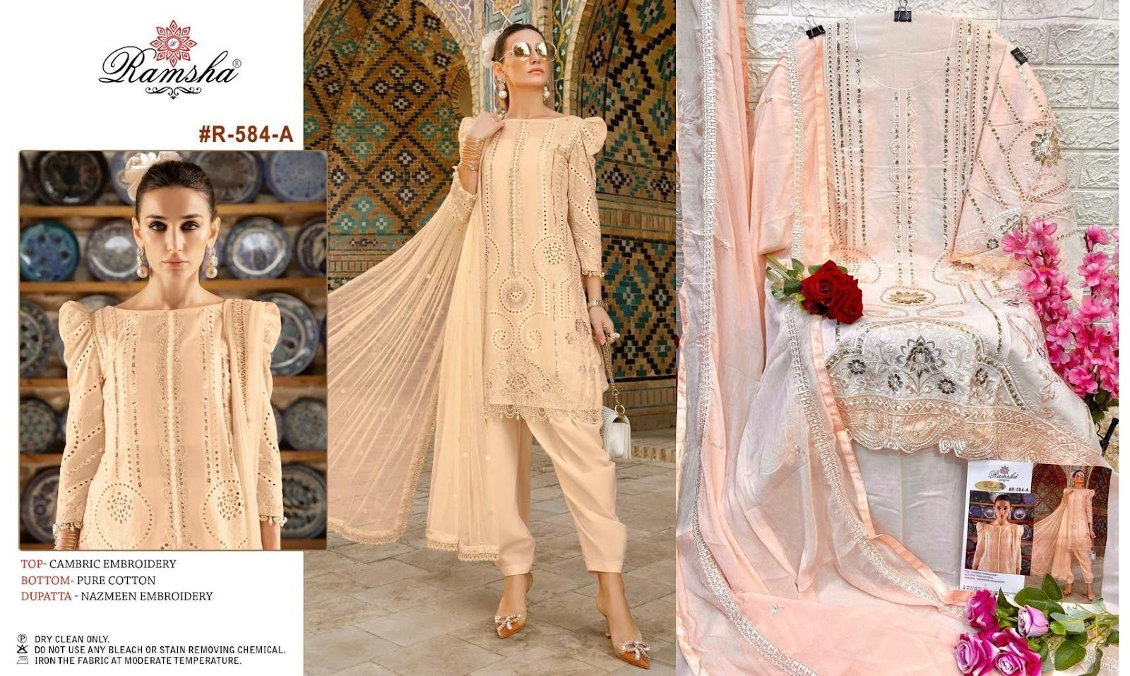 584 Ramsha Cambric Cotton Pakistani Salwar Suits