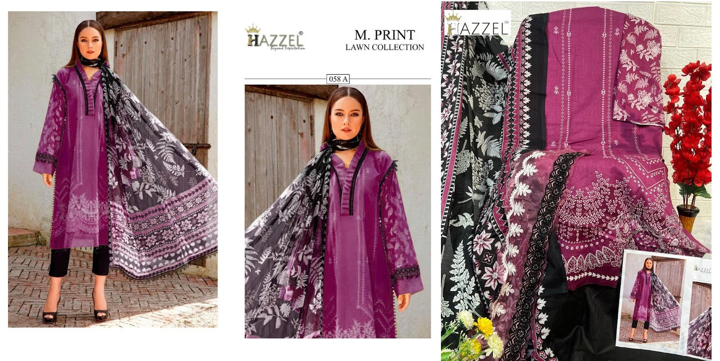 58 Hazzel Pure Cotton Pakistani Patch Work Suits